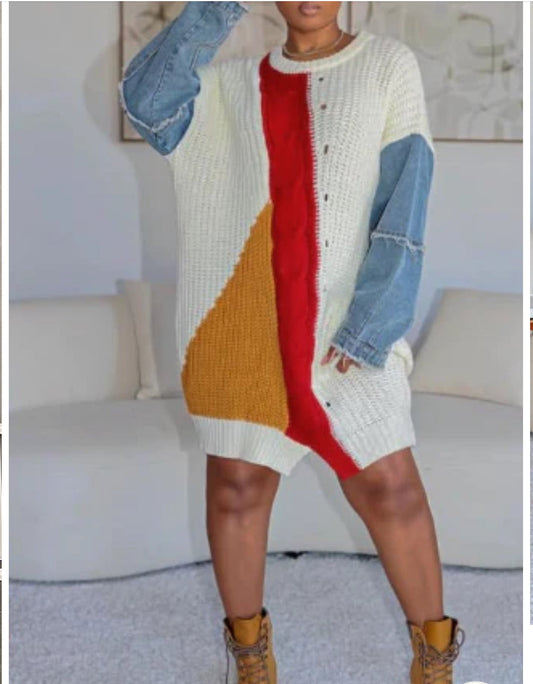 MULTI MEDIA SWEATER DRESS