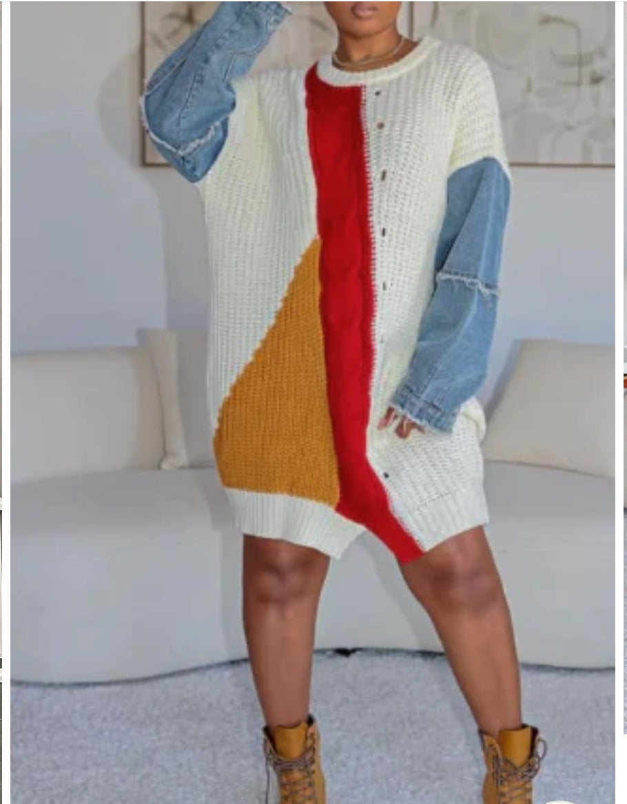 MULTI MEDIA SWEATER DRESS